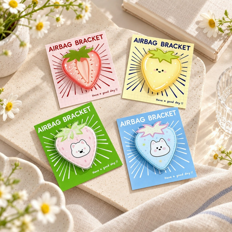 CouldNook Strawberry Phone Grip - Colorful Artwork And Expandable Back