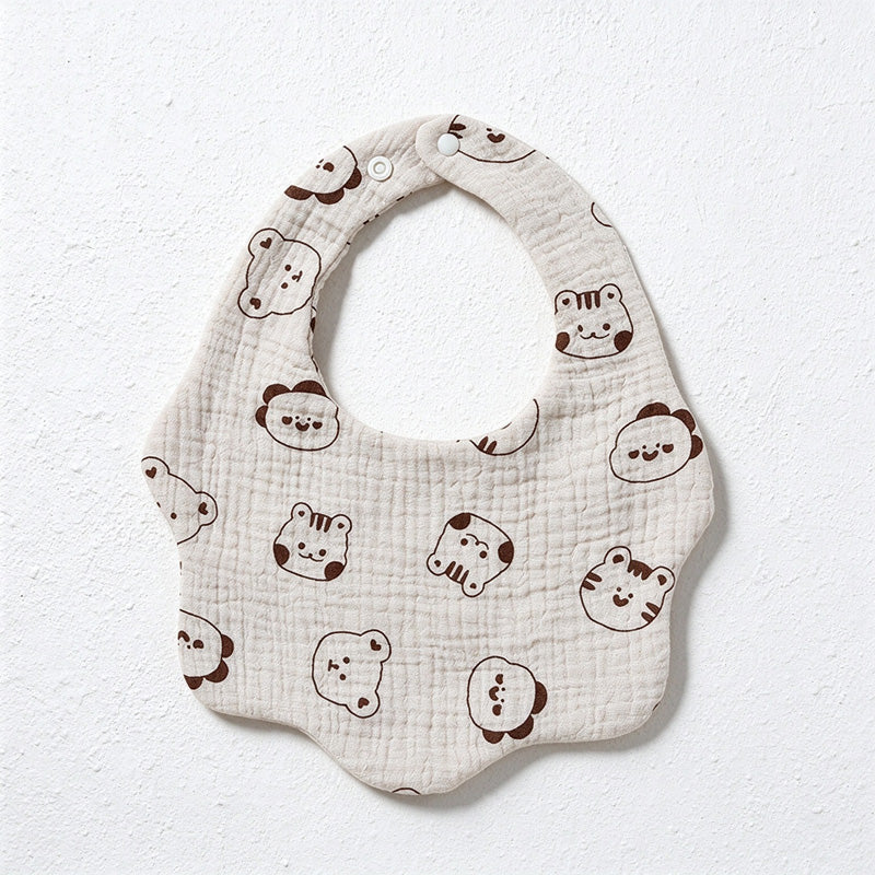 Six-Layer Cotton Gauze Baby Bib with Scalloped Edge