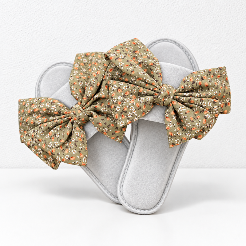CouldNook Floral Bow Slippers - Seven Satin-Look Colors Collection