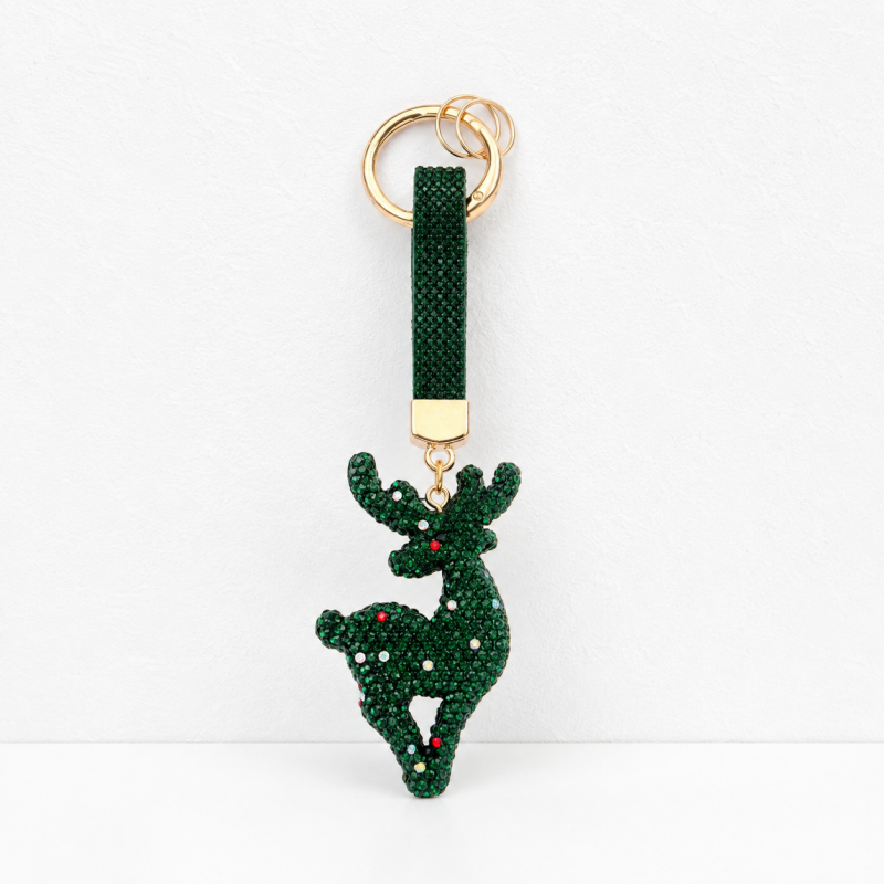 CouldNook Reindeer Christmas Rhinestone Keychain - Festive Deer Charm