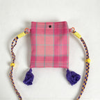 CouldNook Tassel Phone Crossbody Bag - Patterned Fabric And Colorful Cord