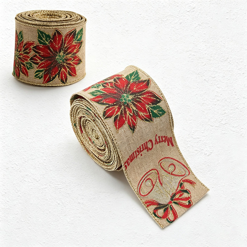 CouldNook Christmas Decorative Ribbon - Printed Woven Ribbon Seasonal Tree Display