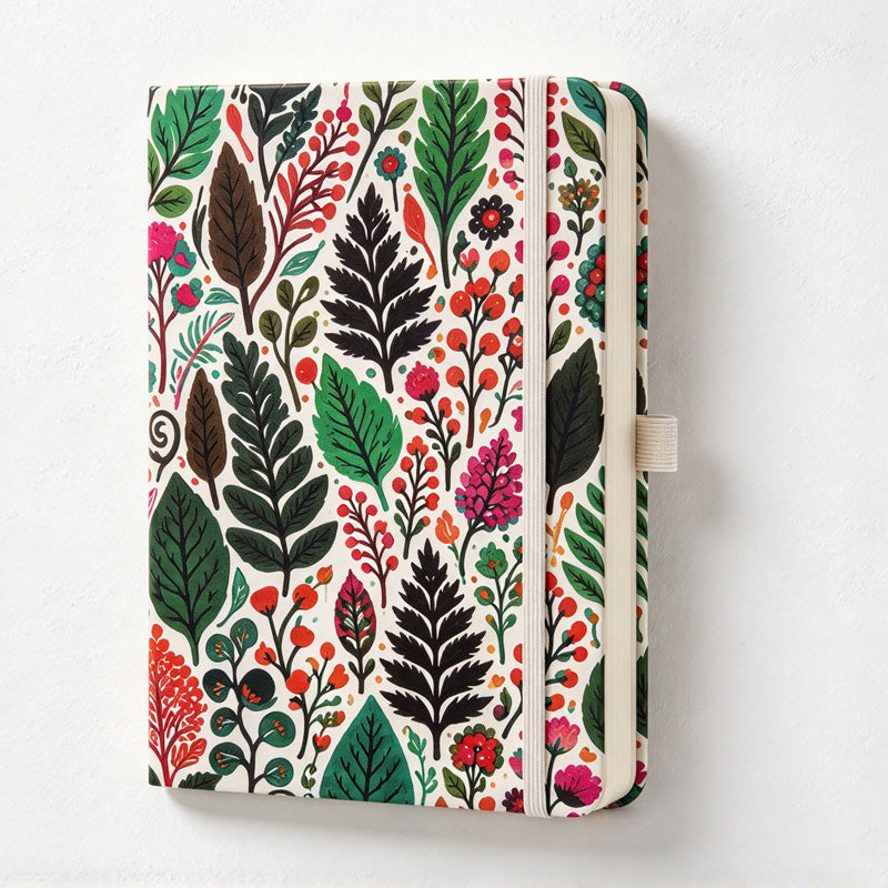 CouldNook Botanical Notebook - Leaf and Berry Prints and Elastic Closure