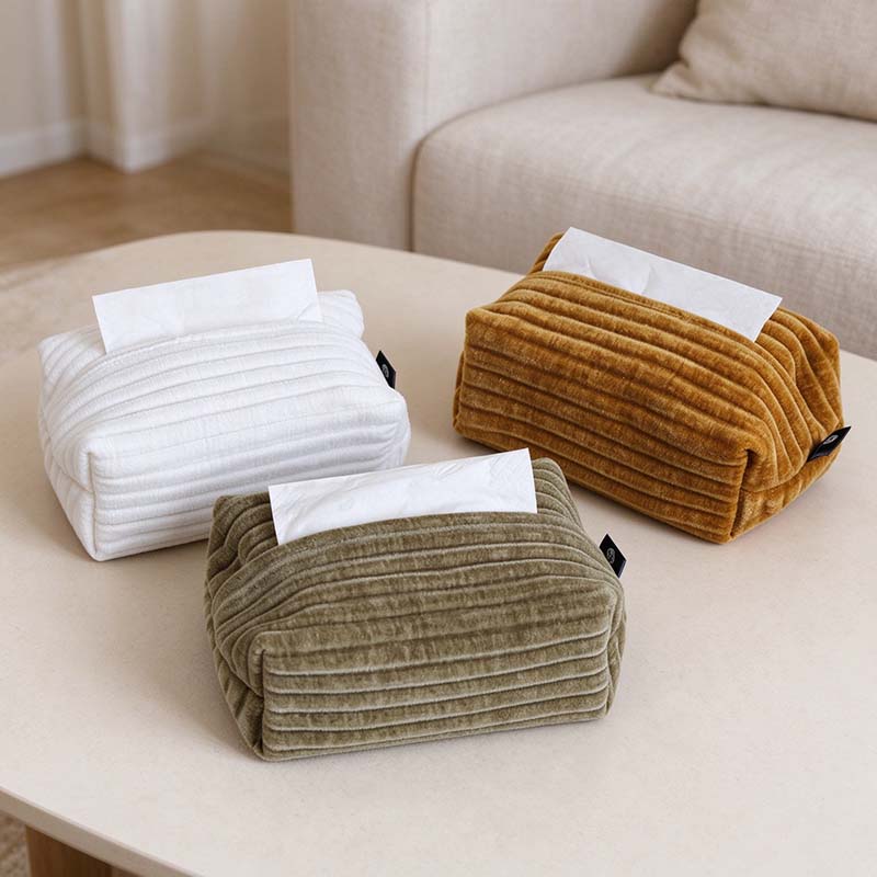 CouldNook Ribbed Tissue Box Cover - Raised Rows And Rounded Corners