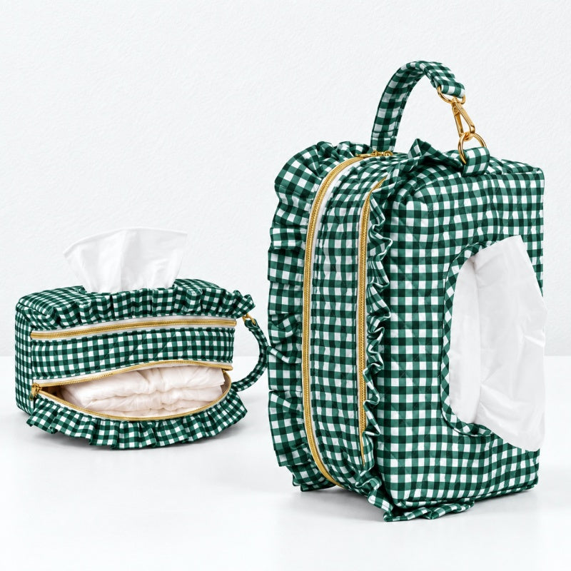 CouldNook Ruffled Tissue Storage Bag - Double Zipper Sections