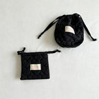 CloudNook Heart Quilted Drawstring Pouch‑Cosmetic Storage Bag