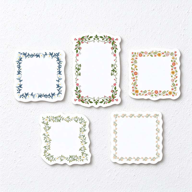 CouldNook Floral Memo Paper Pack - Shaped Borders And Embossed Texture