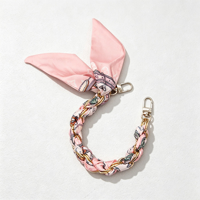 CouldNook Floral Scarf Phone Wrist Strap - Rose Braided Chain