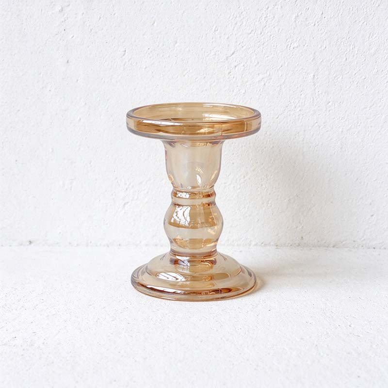CouldNook Glass Pedestal Candle Holder - Tiered Stem And Separate Candle Options