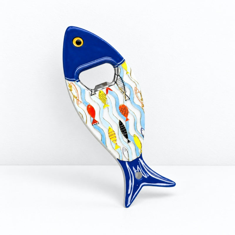 CouldNook Fish Bottle Opener Magnet - Patterned Metal Detail
