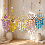CouldNook Sun And Crescent Suncatcher - Radiating Frame And Suspended Beads