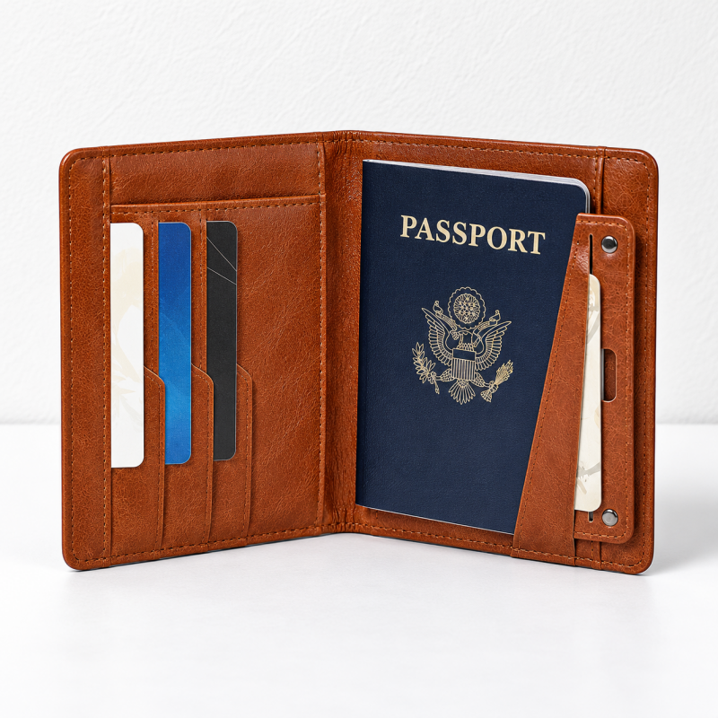 Passport Wallet - Embossed Cover and Interior Card Slots