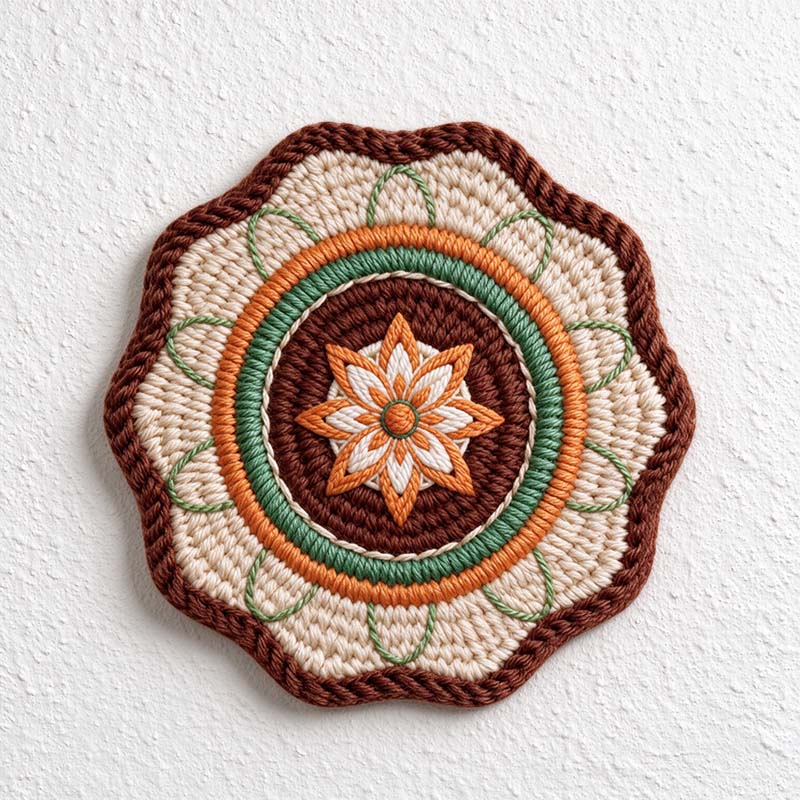 CouldNook Mandala Rubber Printed Table Mat - Knit Effect