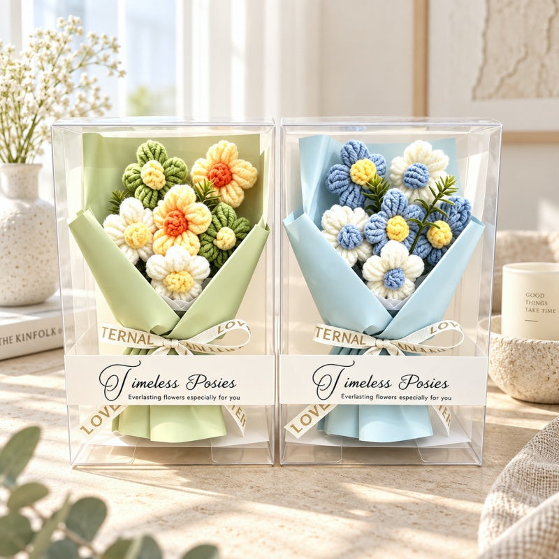 CouldNook Knitted Flower Bouquet - Wrapped Petals for Thoughtful Gifting