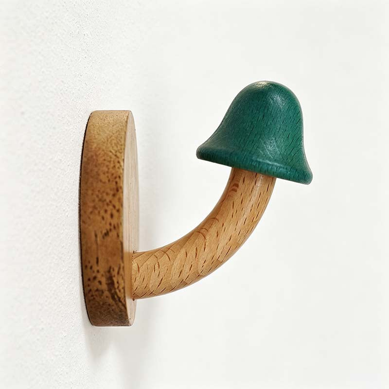 CouldNook Wood Mushroom Wall Hook - Adhesive Screw Options