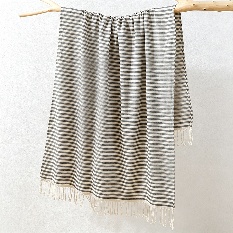 CouldNook Fine Stripe Bath Towel - Tasseled Everyday Wrap