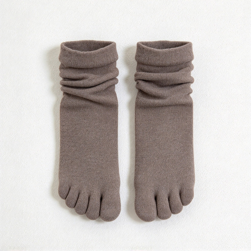 CouldNook Solid Split-Toe Socks - Plain Surface And Gatherable Upper