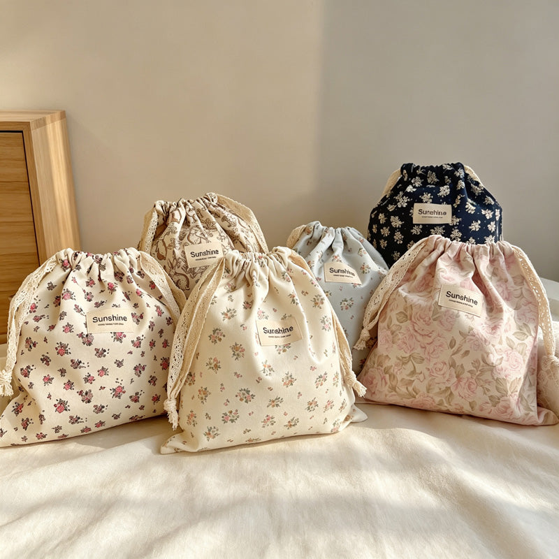 CouldNook Floral Drawstring Storage Bag - Six Animal and Flower Prints
