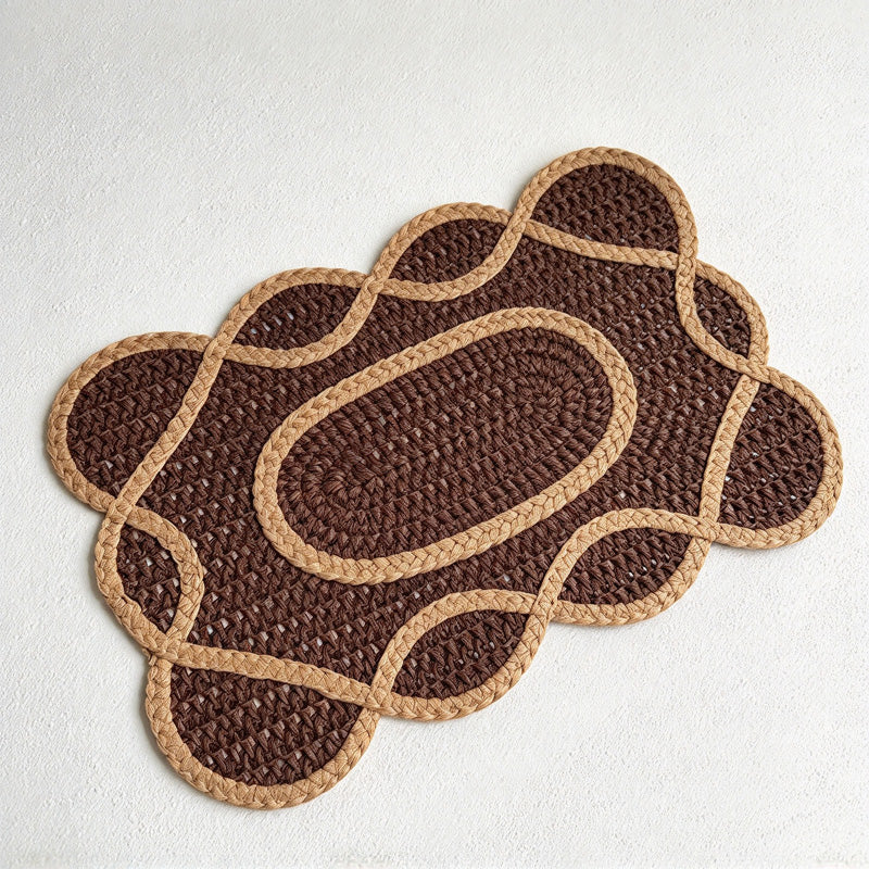 CouldNook Scalloped Paper Placemat - Woven Center And Looping Contrast Border