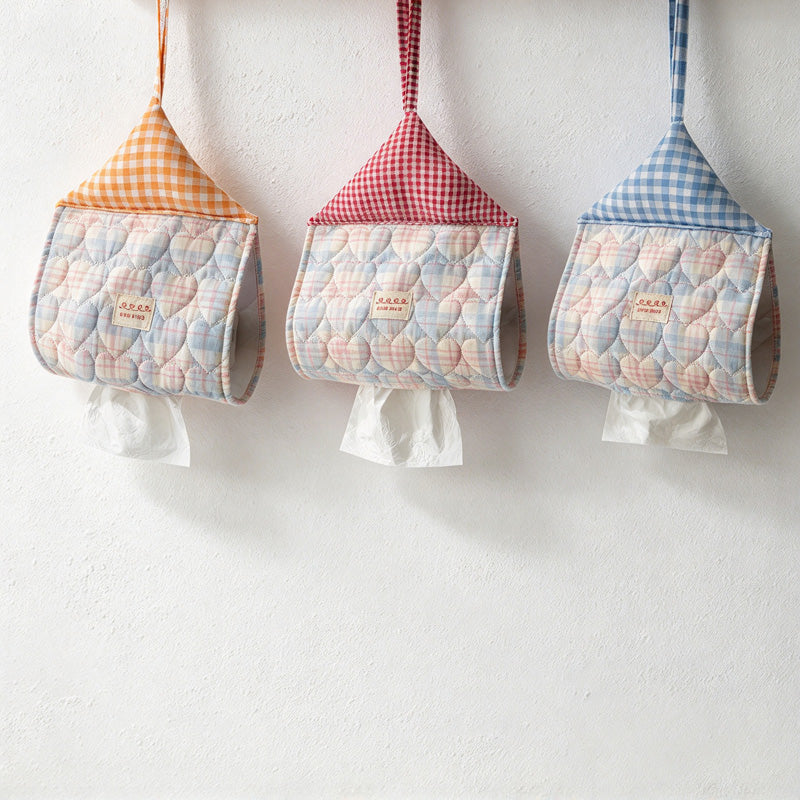CouldNook House Shaped Hanging Tissue Holder - Checked Roof And Loop