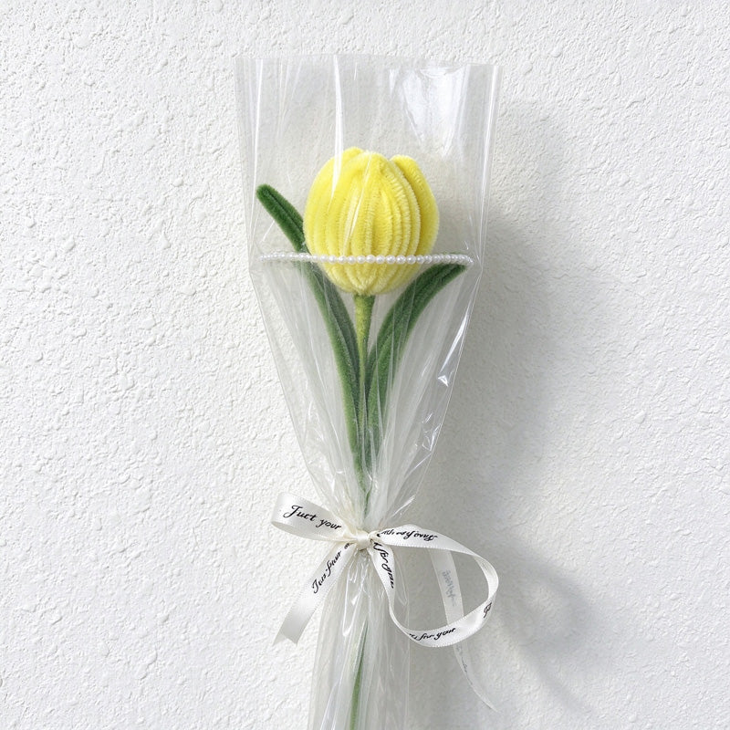Artificial Tulip Stem with Sheer Gift Wrap