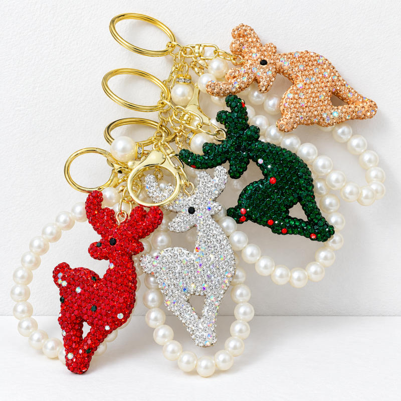 CouldNook Christmas Rhinestone Keychain - Festive Shapes and Decorative Attachment Options