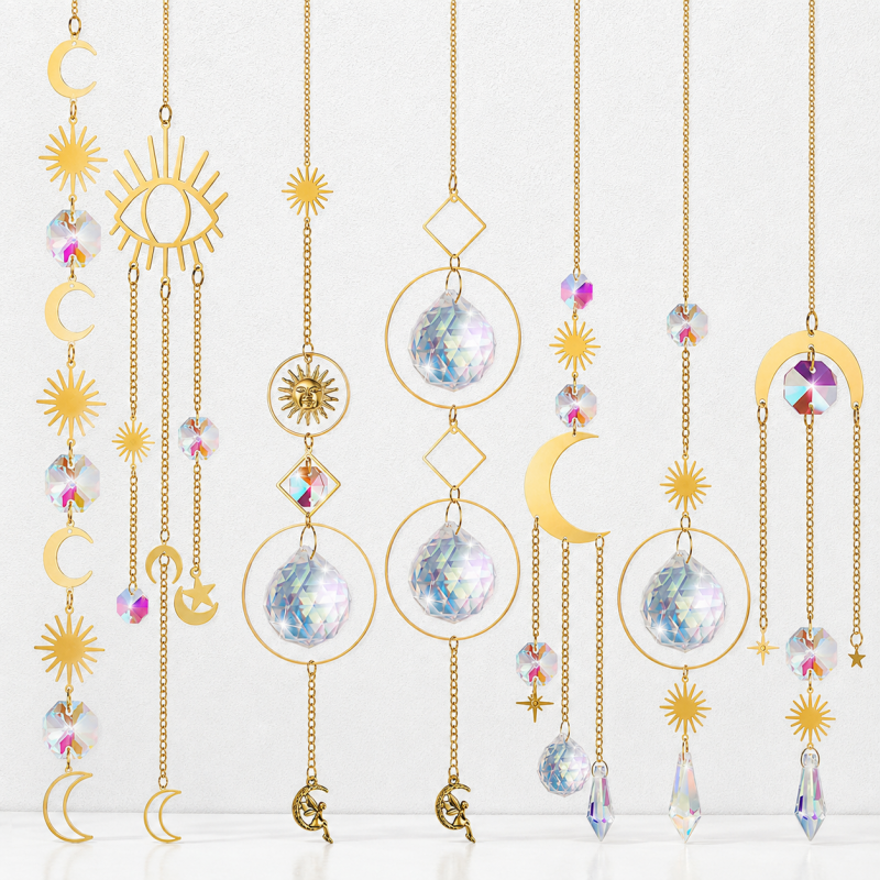 CouldNook Celestial Suncatcher Ornament - Sun Moon and Star Designs