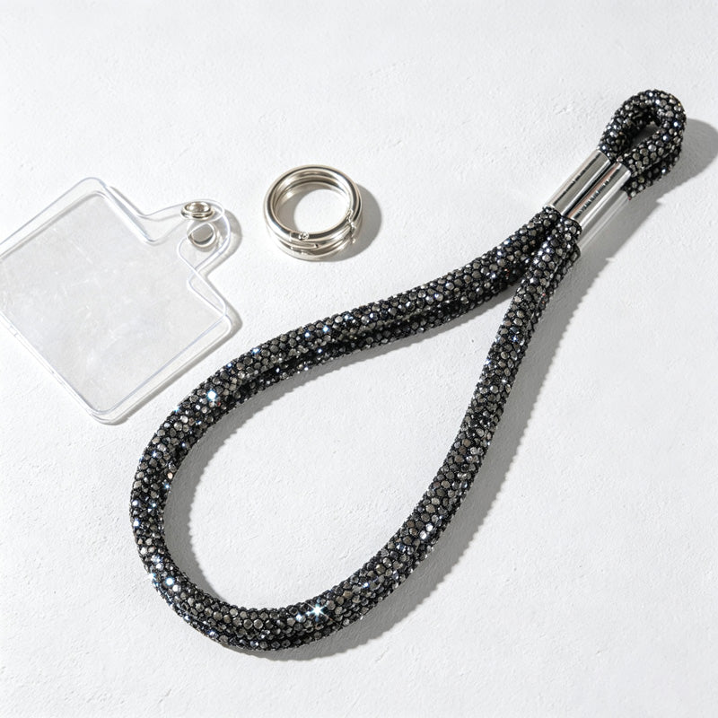 CouldNook Rhinestones Set Wrist Phone Strap with Closely Set Reflective Stones