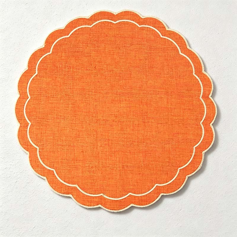 CouldNook Embroidered Round Placemat - Visible Embroidered Detail Home Display