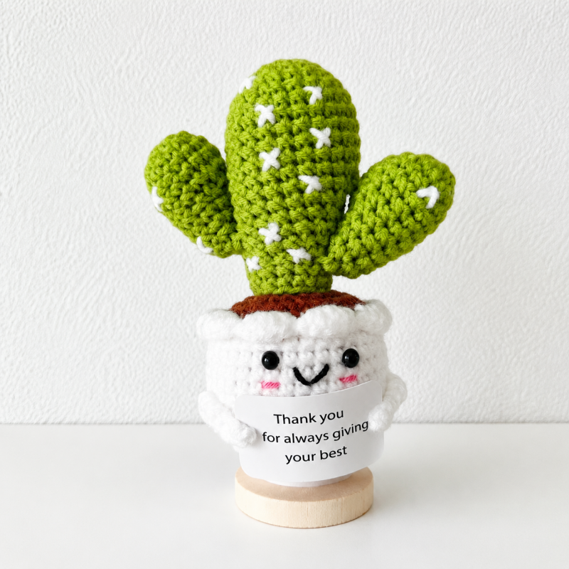 CouldNook Yarn Plant Pot Ornament - Wooden Display Base