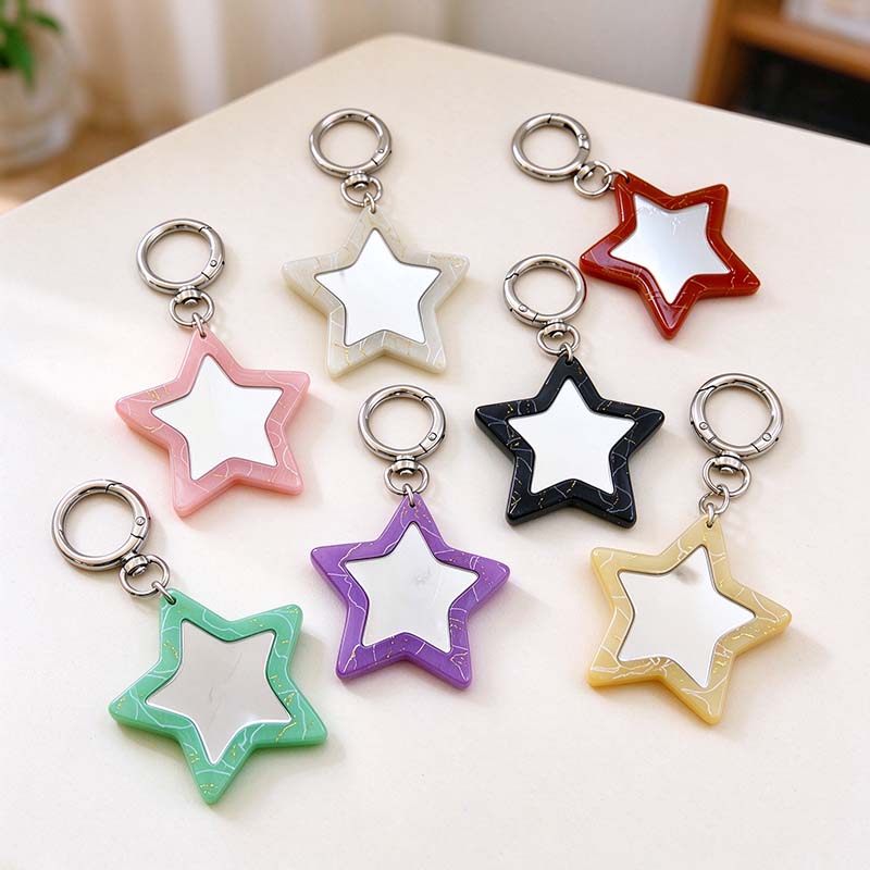CouldNook Star Mirror Keychain - Veined Color Frame