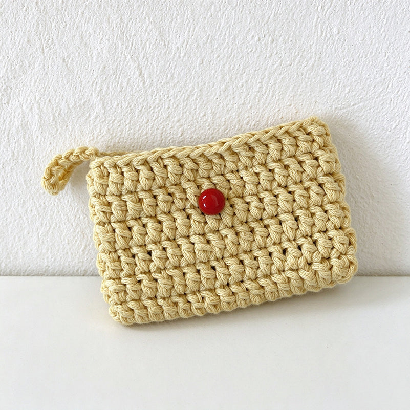 Crochet Cotton Card Pouch - Bead Button Closure