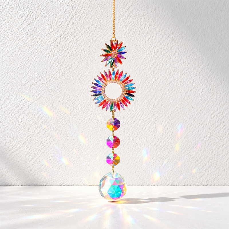 CouldNook Jeweled Suncatcher - Decorative Motifs and Faceted Glass Hanging Drops
