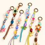 CouldNook Floral Beaded Charm - Twisted Cords and Loose Tassel Ends