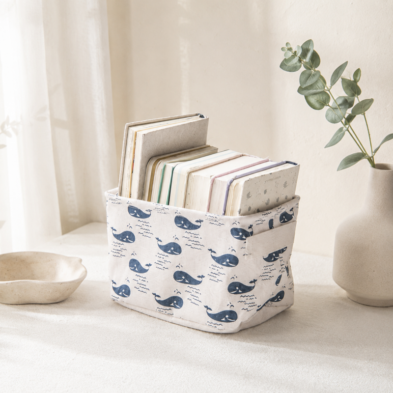 CouldNook Foldable Fabric Storage Basket - Printed Open-Top Designs