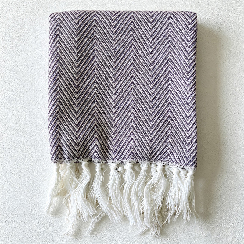 CouldNook Fringed Cotton Tea Towel - Herringbone Weave and Colors