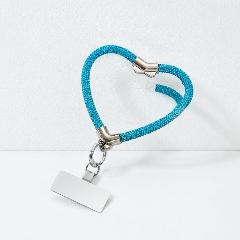 CouldNook Heart Rhinestone Phone Wrist Strap - Metal Tether