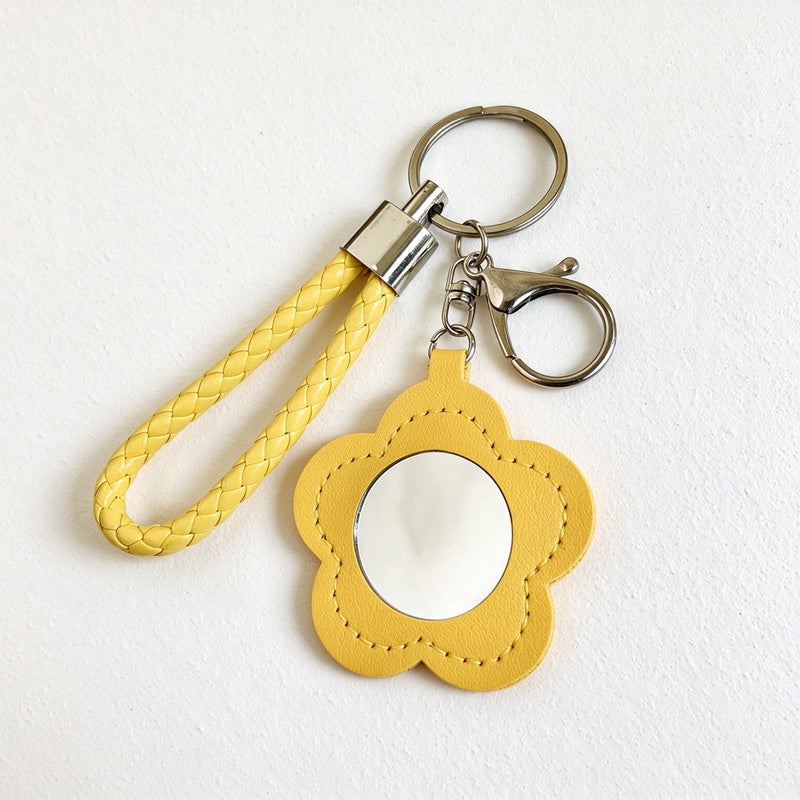 Flower Mirror Keychain with Braided Loop Strap