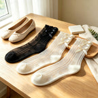CloudNook Breathable Butterfly Mesh Bow Mid-Calf Crew Socks