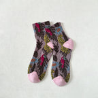 CouldNook Floral Sheer Crew Socks-Sheer Mesh Body