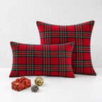 CouldNook Seasonal Pattern Cushion - Plaid Checks And Raised Festive Motifs