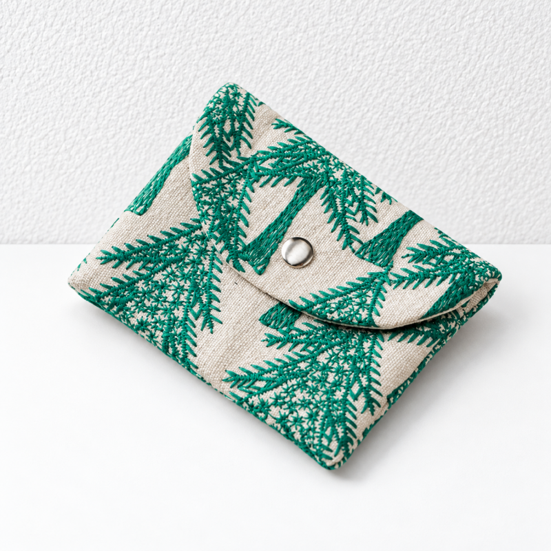 CouldNook Embroidered Card Pouch - Curved Flap And Snap Closure