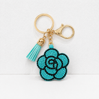 CouldNook Rhinestone Camellia Keychain - Tassel Flower Charm