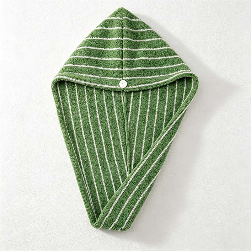 CouldNook Striped Cotton Hair Towel Wrap - Tapered Bound Edge Design