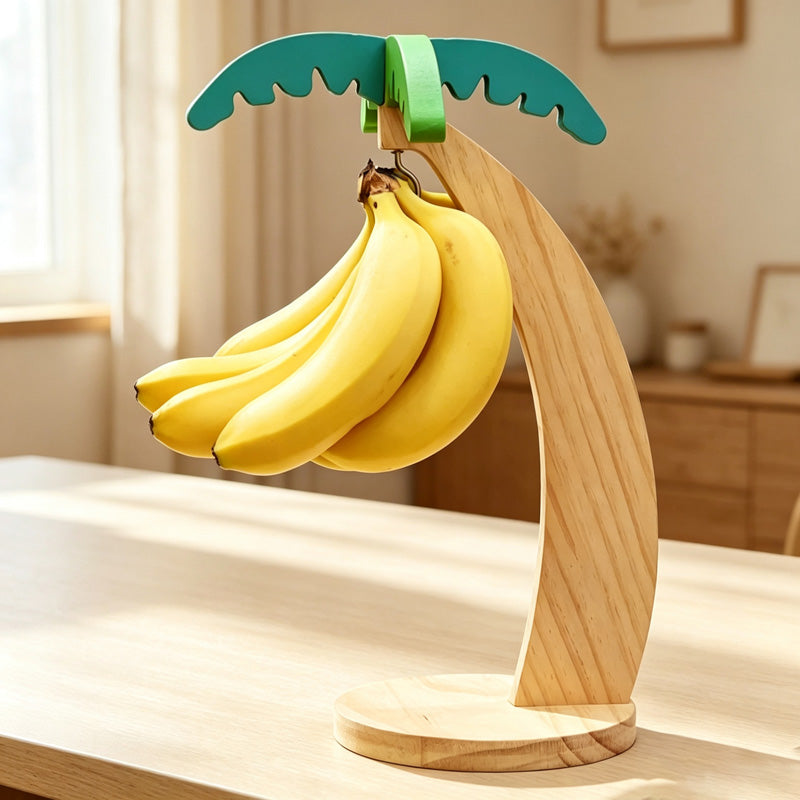 CouldNook Wooden Banana Hanger - Leaf Top Counter Stand