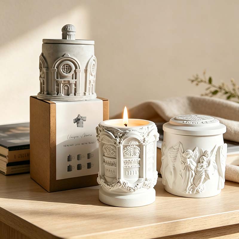 CouldNook Relief Vessel Scented Candle - Architectural And Angel Inspired Details