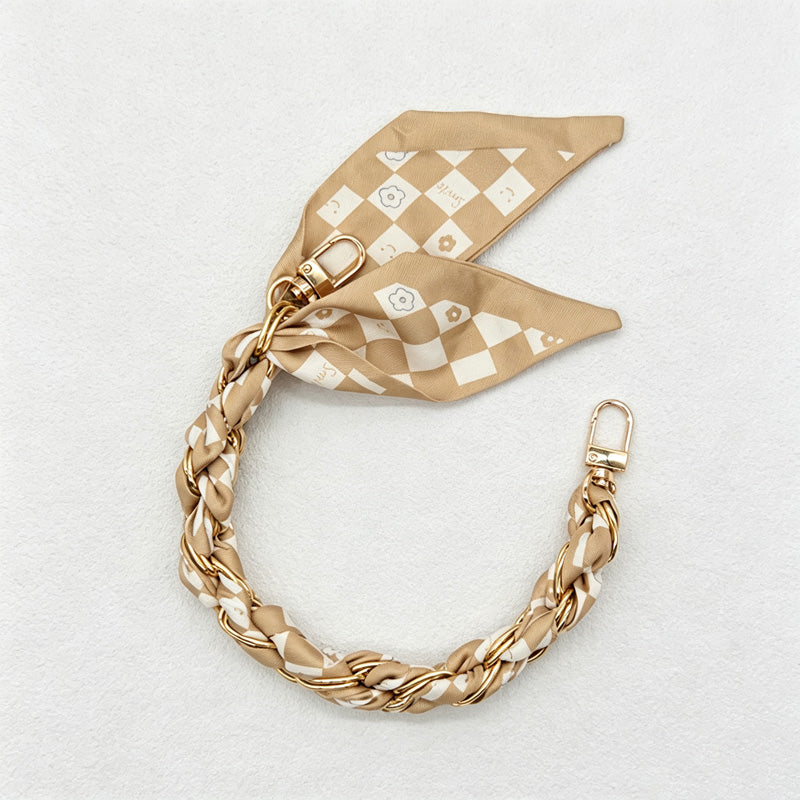 CouldNook Scarf Woven Phone Wrist Strap - Leaf Pattern Accent