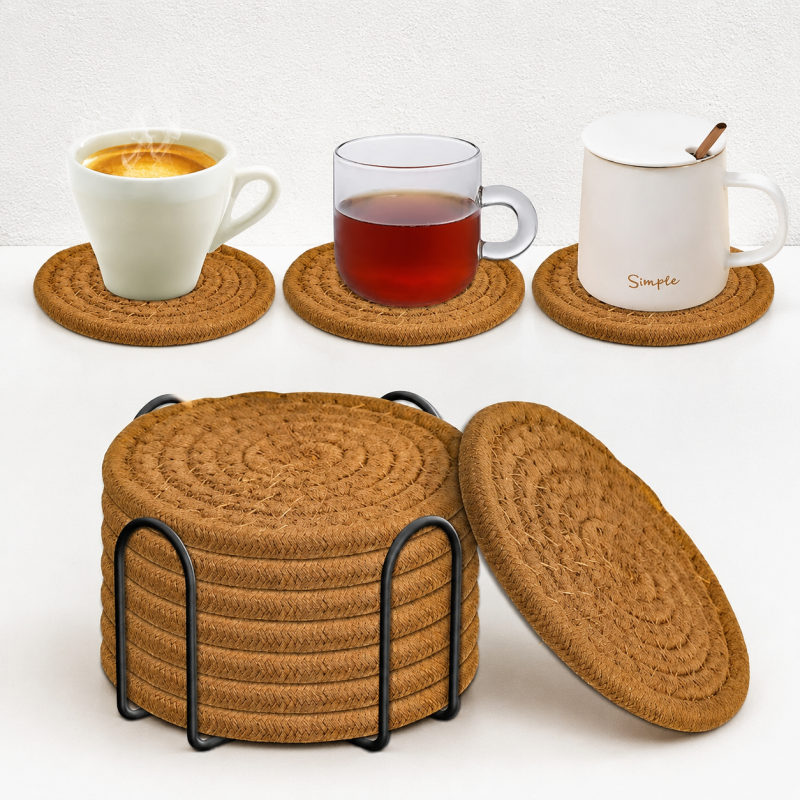 CouldNook Braided Cotton Coaster Set - Spiral Color Collections