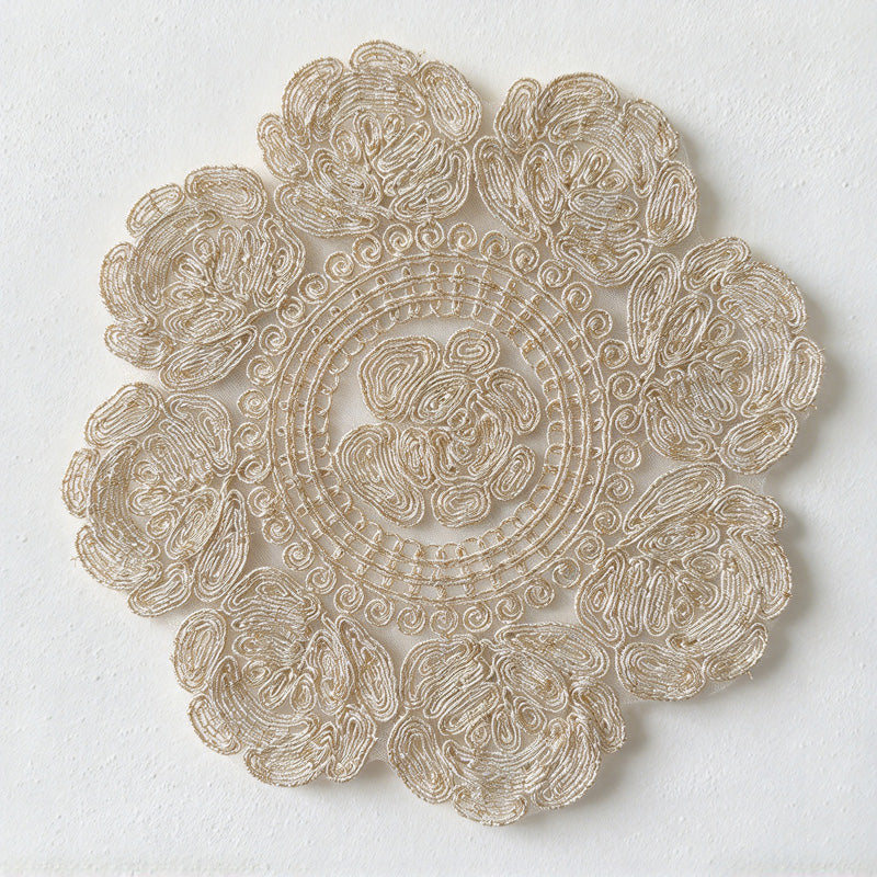 CouldNook Rose Table Mat - Sheer Mesh and Embroidered Floral Border