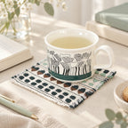 CouldNook Woven Fabric Coaster - Geometric Bands and Fringed Edges